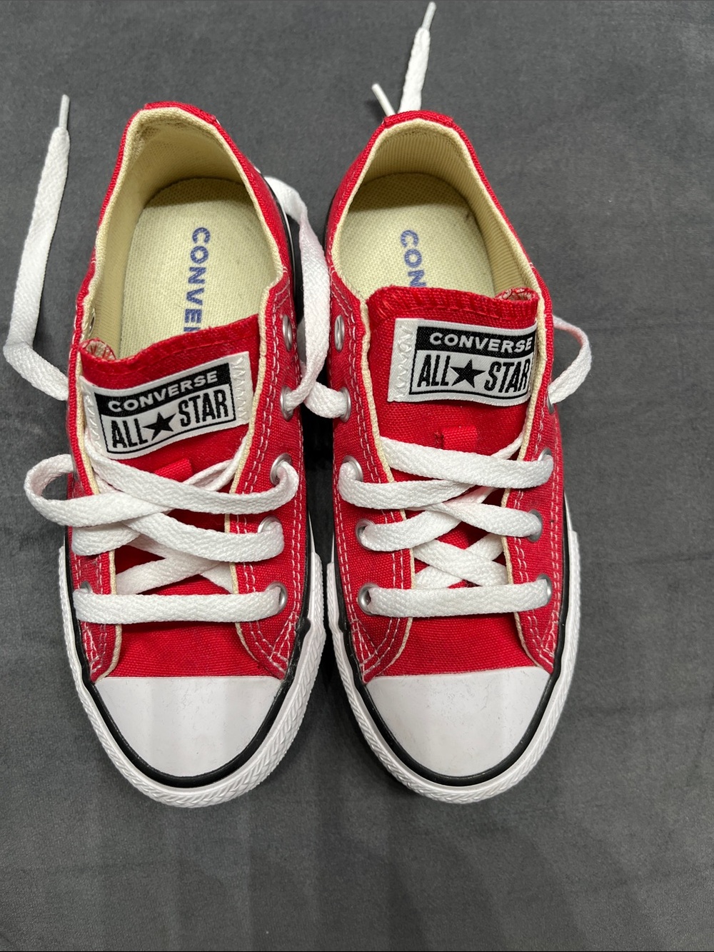 Converse Kids Red Canvas Low-Top Sneakers with White Accents